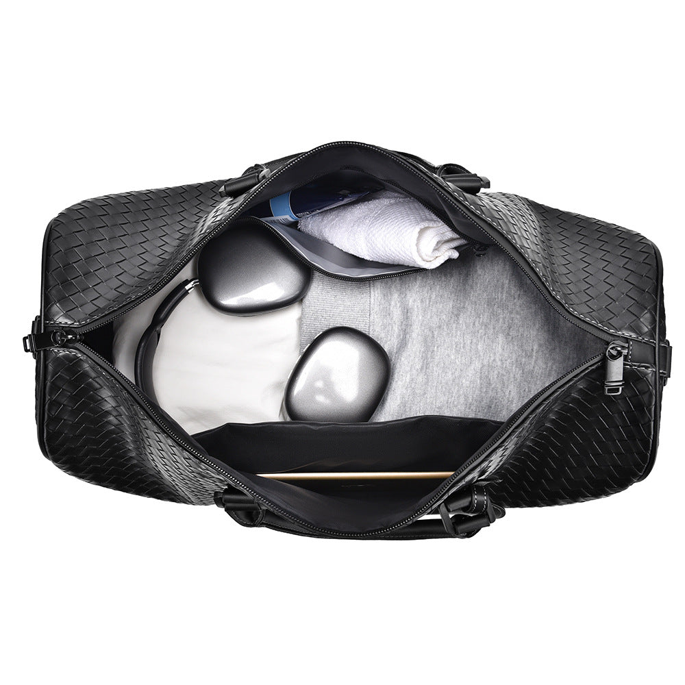 Woven Leather Weekend Travel Duffle Bag LoungeYard — product view 4
