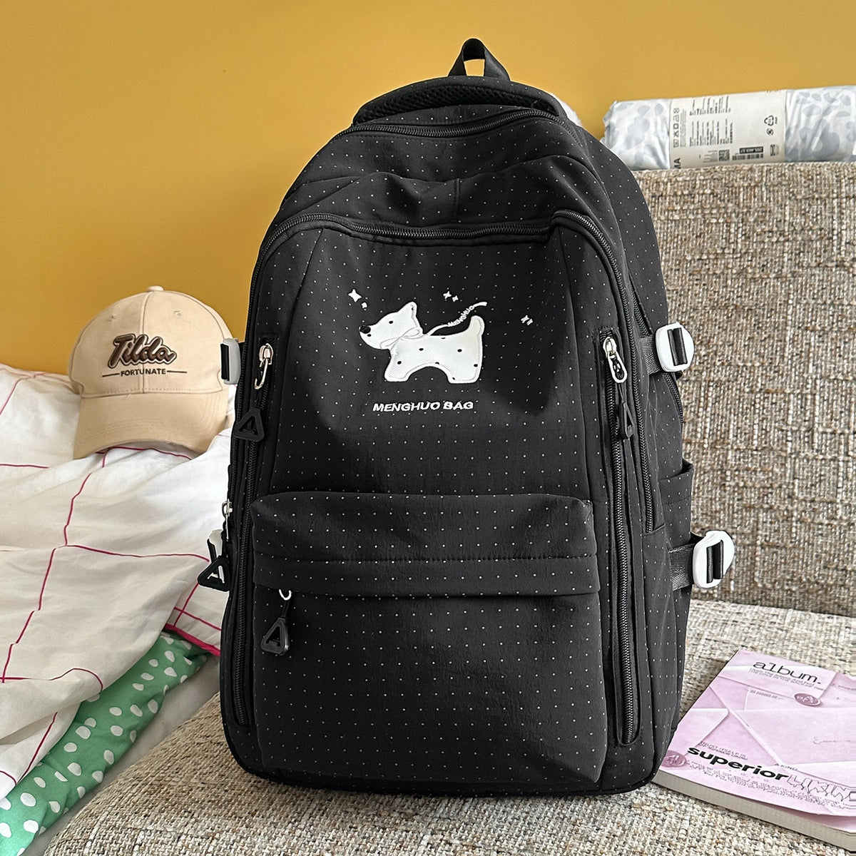 Graphic Cat-Themed Backpack LoungeYard — product view 7