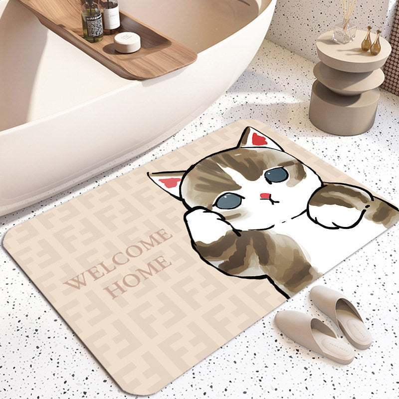 Cute Cat-Themed Plush Bath Mat — product view 2