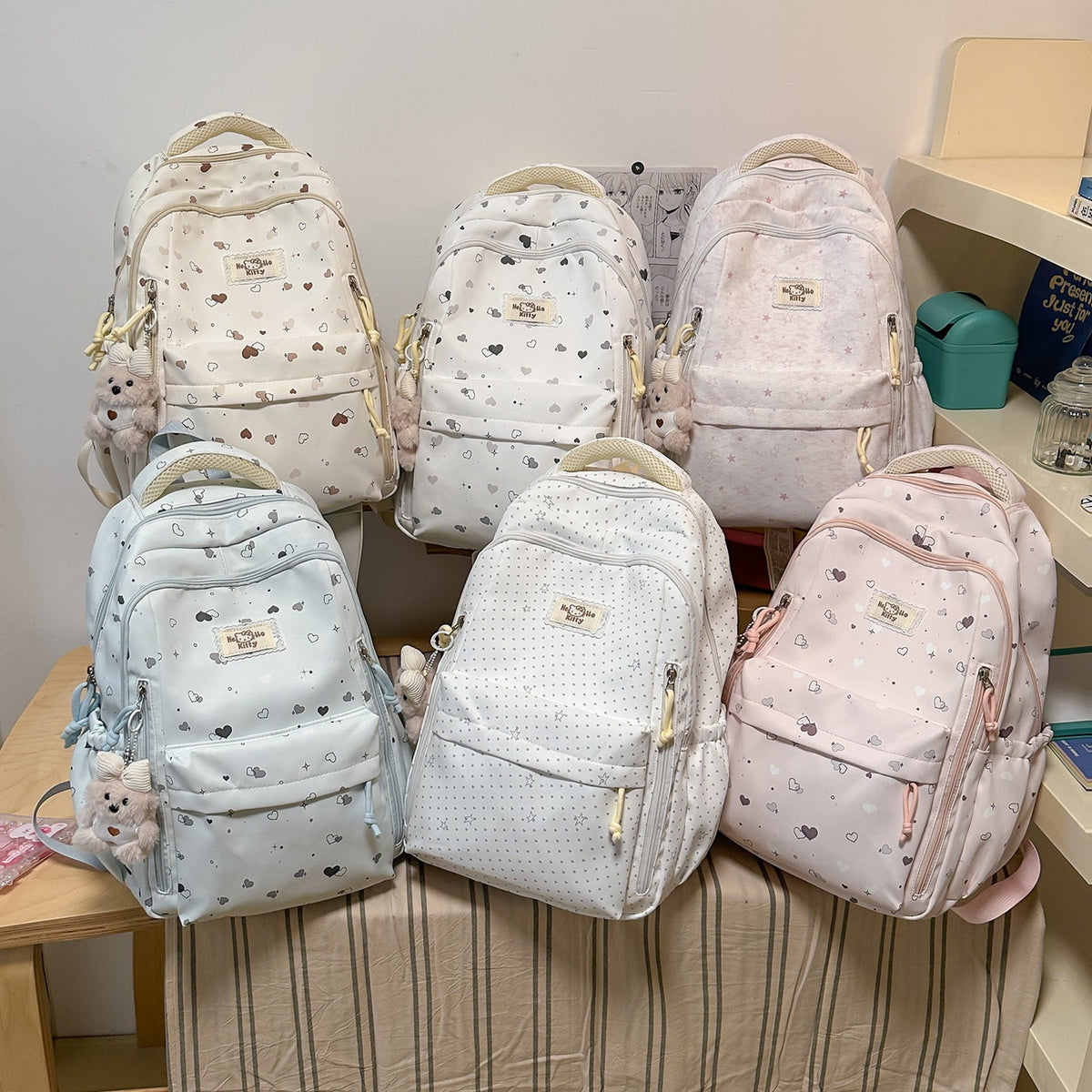 Cute Heart-Patterned Backpack LoungeYard — product view 4