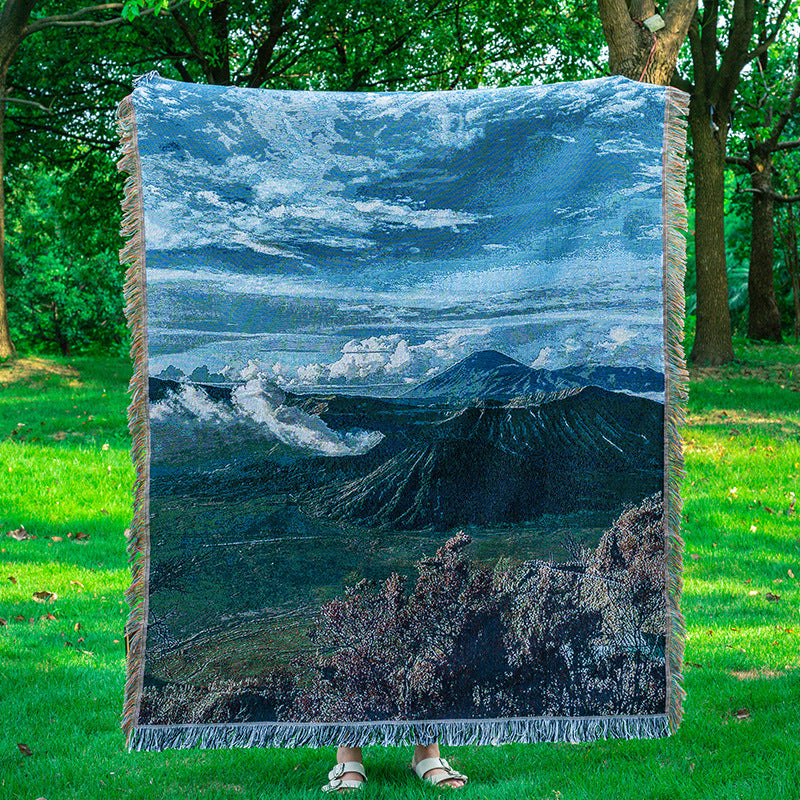 Landscape-Themed Woven Throw Blanket — product view 7