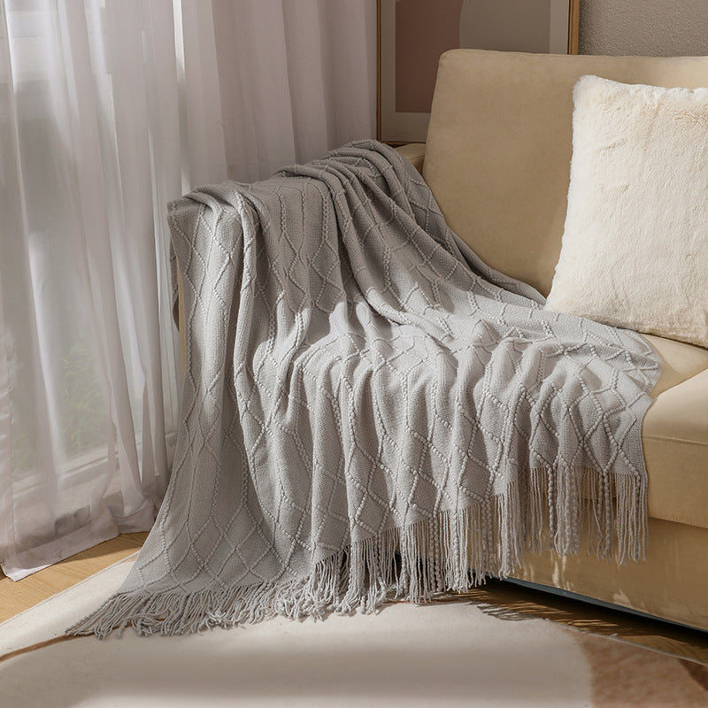 Ladies stylish throw blanket with textured design LoungeYard — product view 5