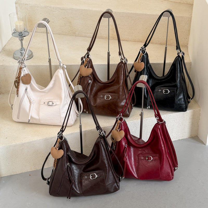 Vintage-Inspired Soft Leather Hobo Bag — product view 2