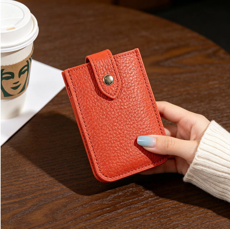 Textured Leather Cardholder with Snap Closure LoungeYard — product view 1