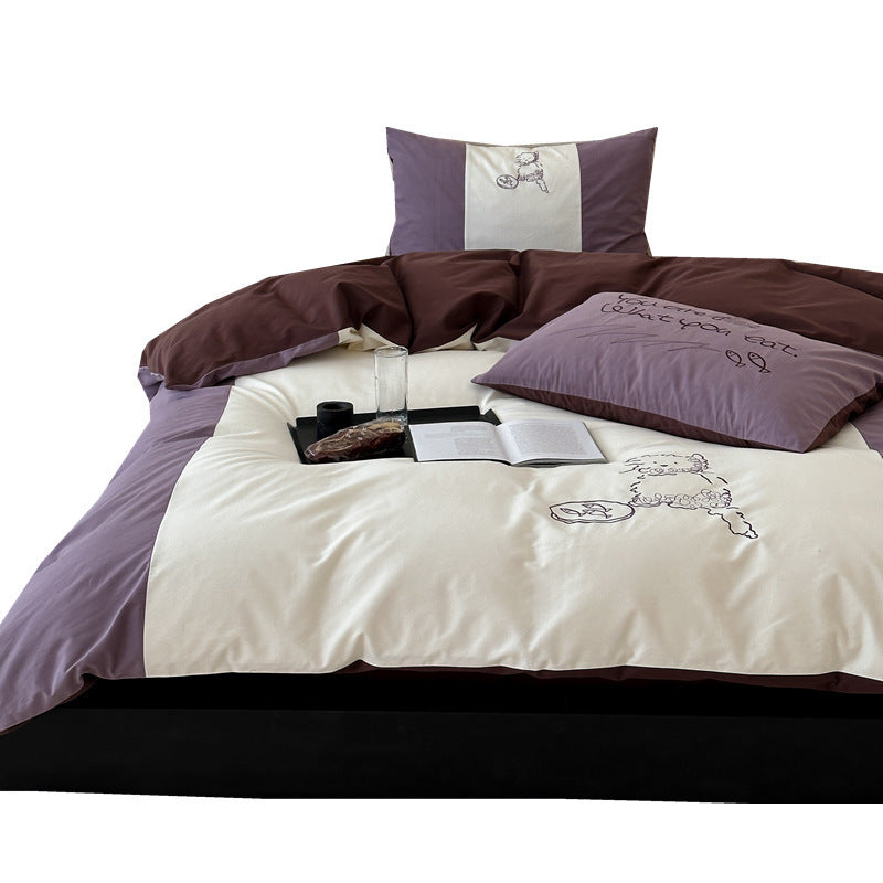 Reversible bedding set with contrasting inserts and fine line embroidery — product view 5