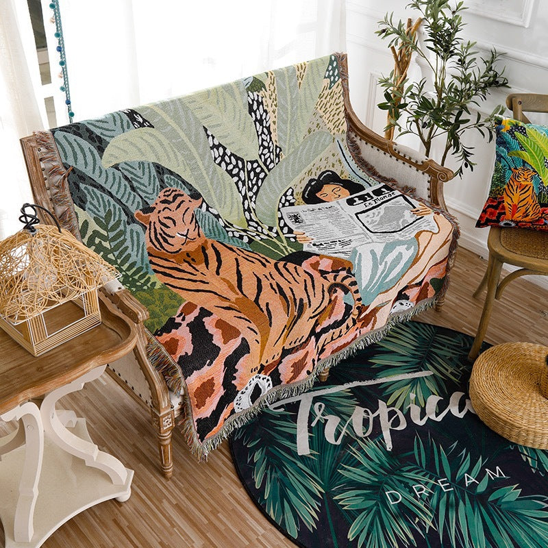 Tropical-Themed Artistic Tapestry Throw Blanket — product view 6