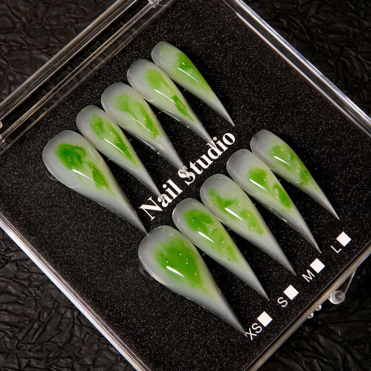 Stiletto Press-On Nail Set with Unique Marble Design — product view 1