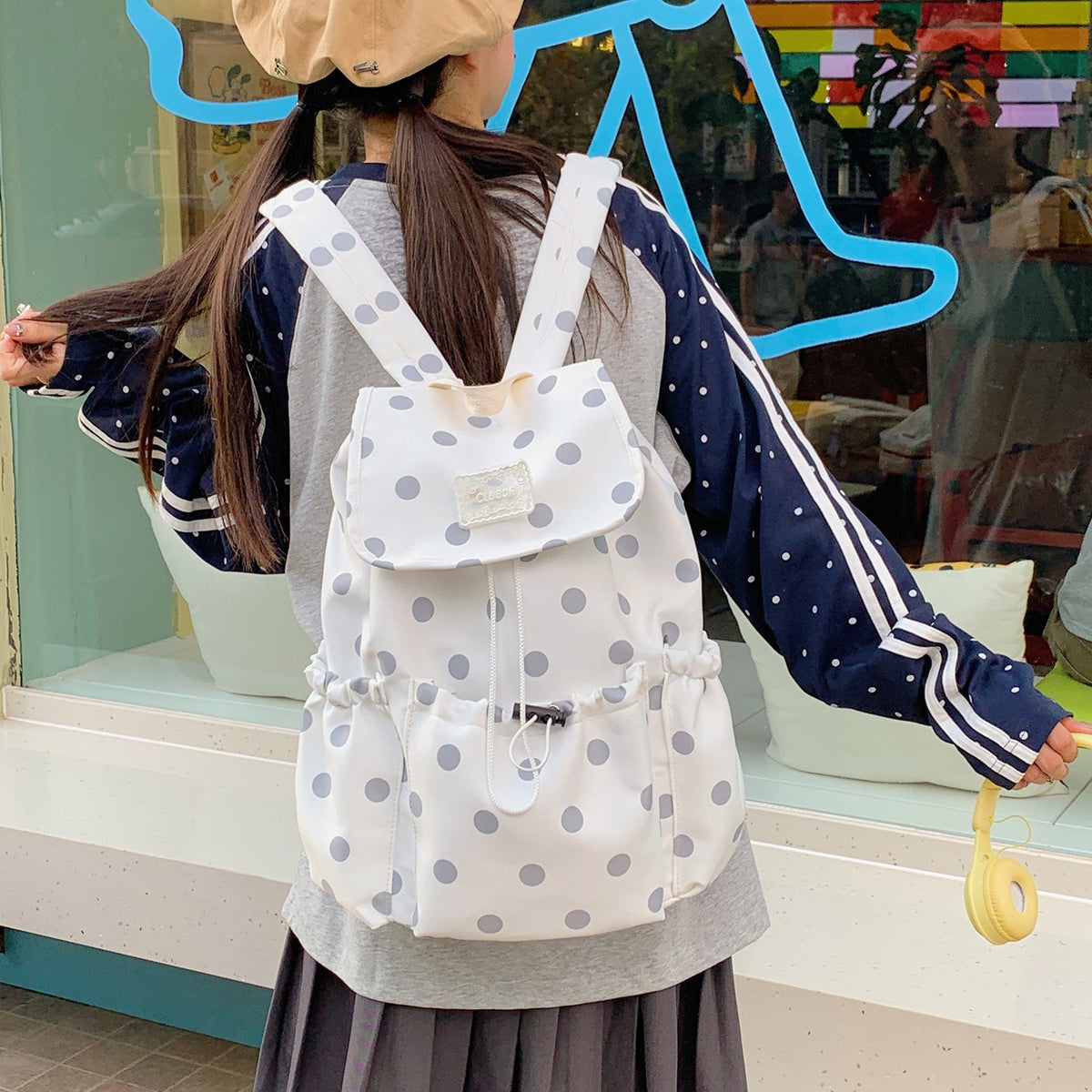 Playful Polka Dot Themed Backpack LoungeYard — product view 2