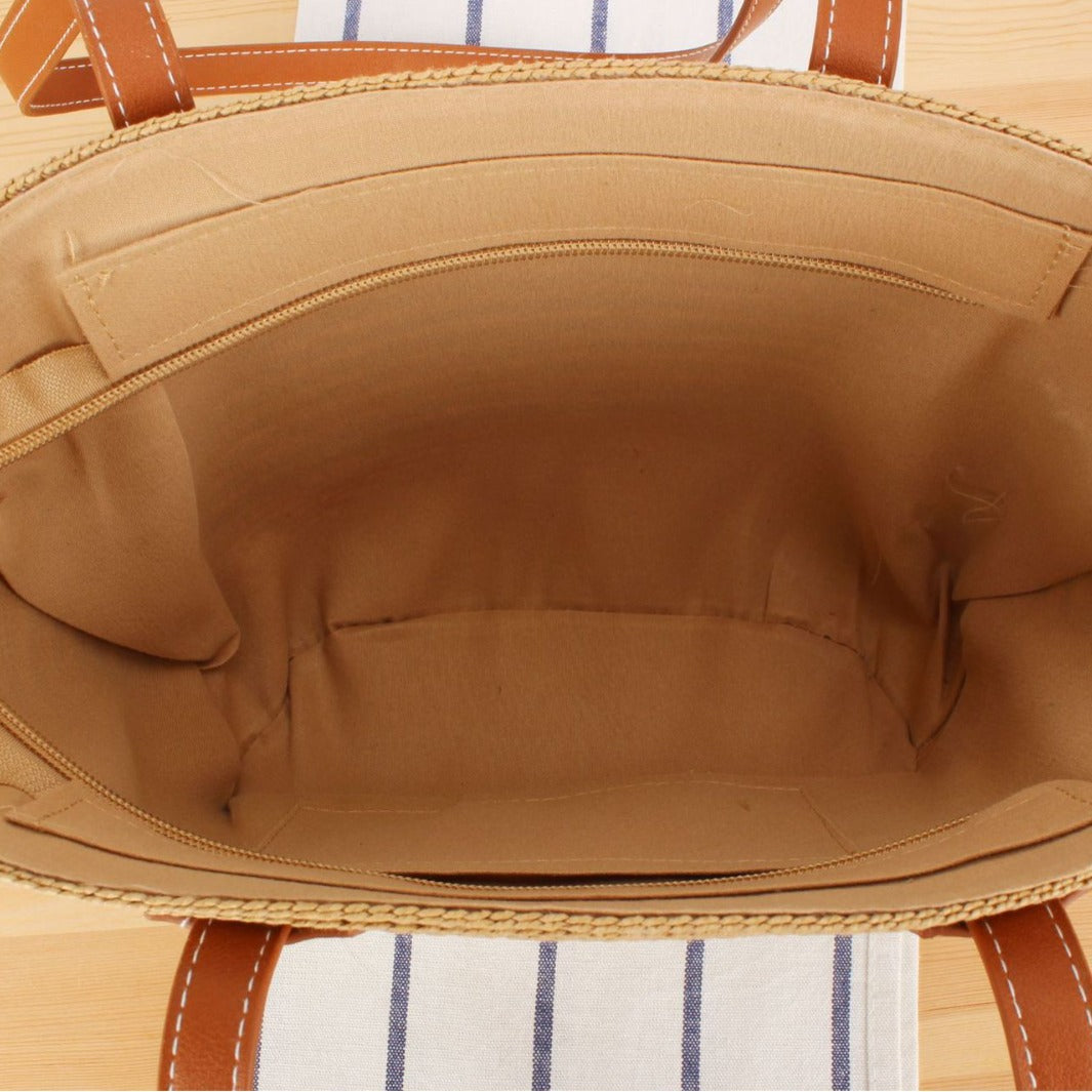 Beach bag with Stylish Woven Design and High-Quality Vegan Leather Handles LoungeYard — product view 3