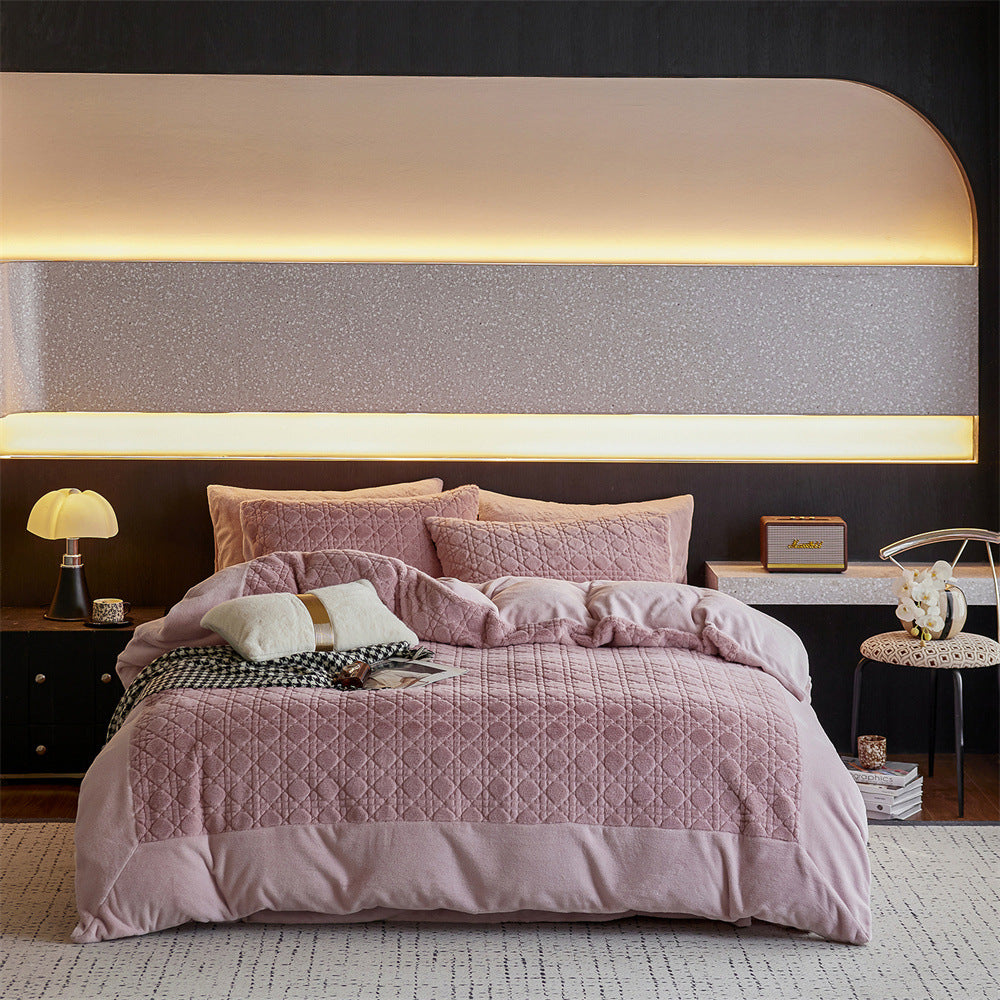 Quilted bedding set made of soft microfiber with diamond stitching — product view 7