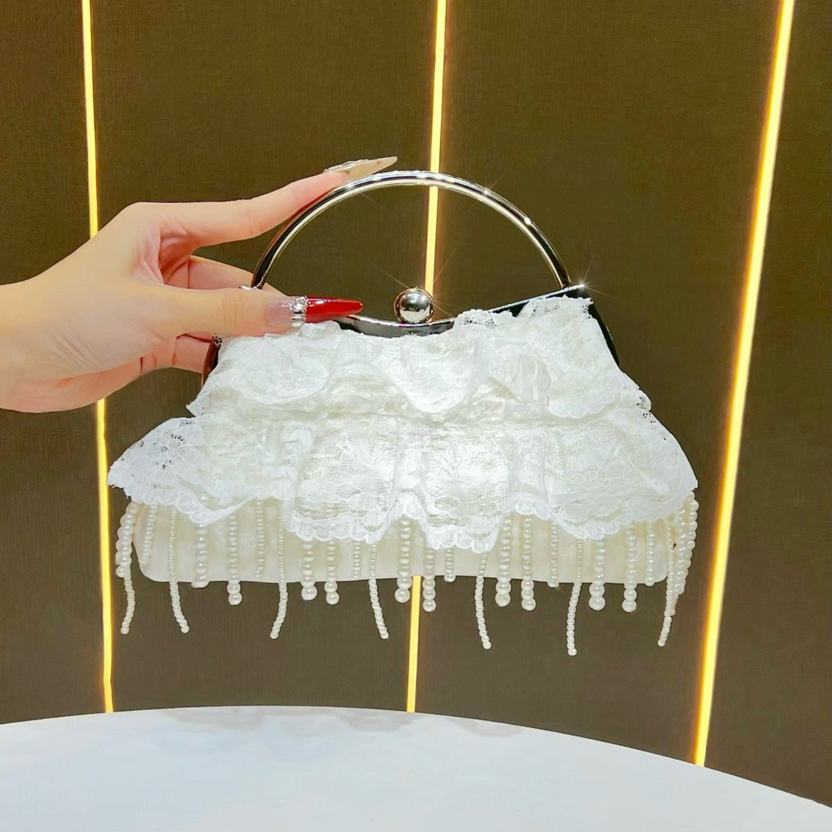 Ruffled Lace Evening Clutch — product view 6