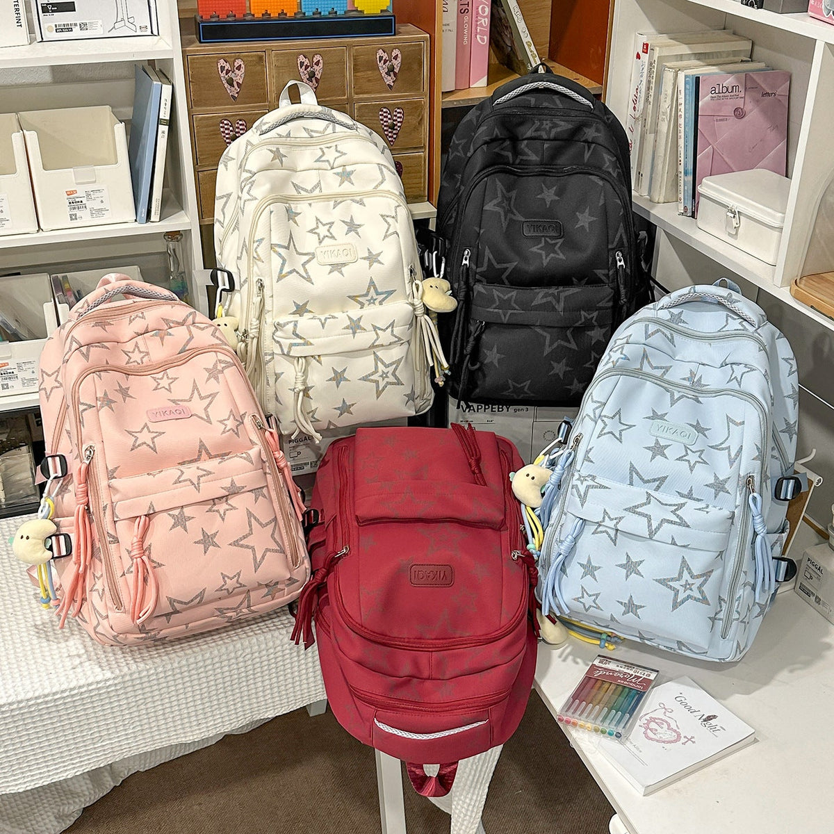 Stylish Star-Printed School Backpack LoungeYard — product view 4