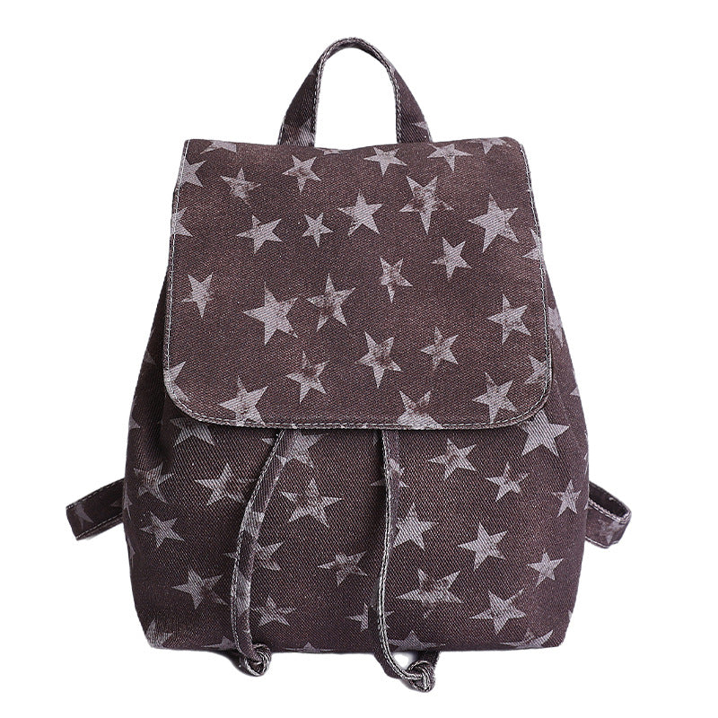 Star-Patterned Denim Backpack — product view 7