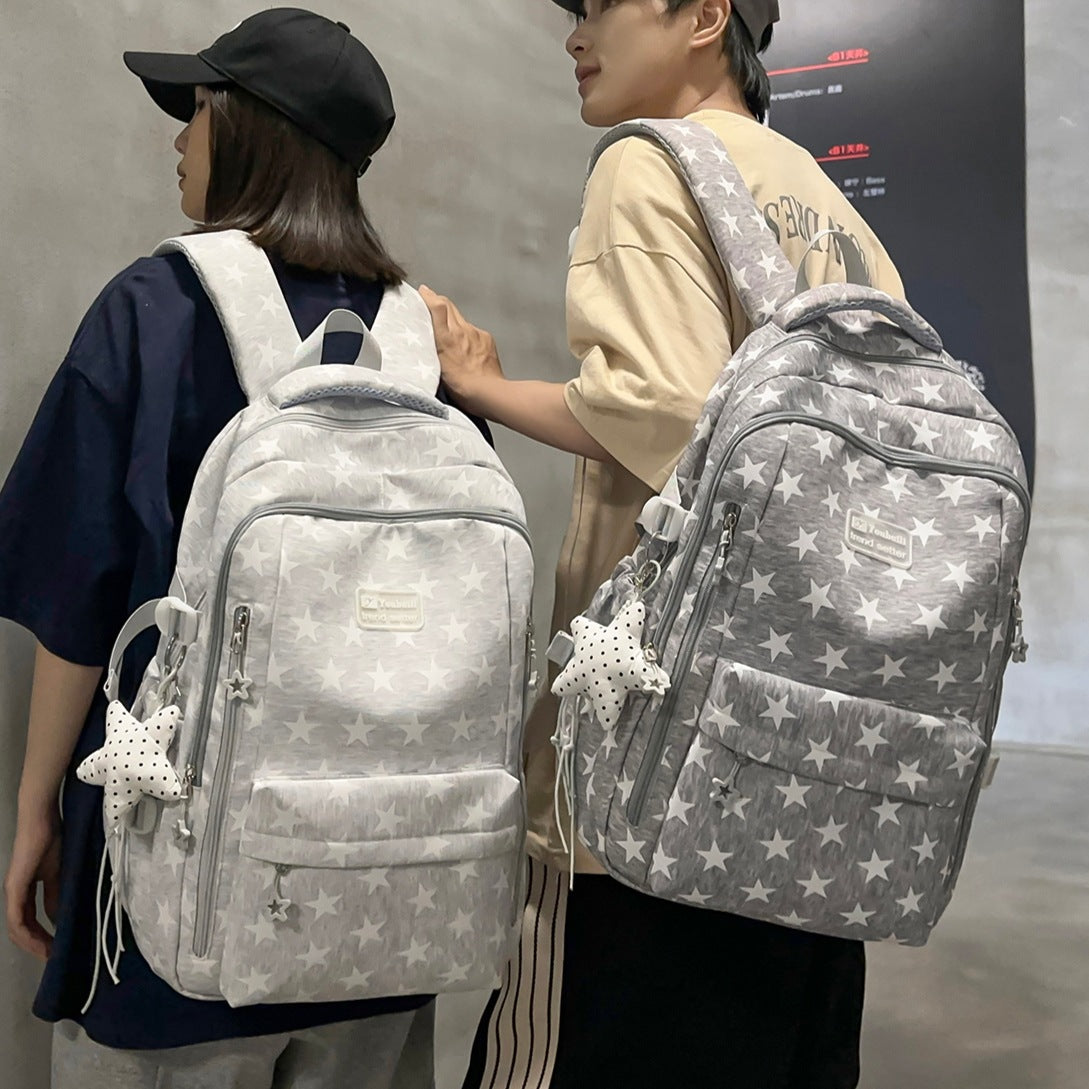 Trendy Star-Print School Backpack LoungeYard — product view 2
