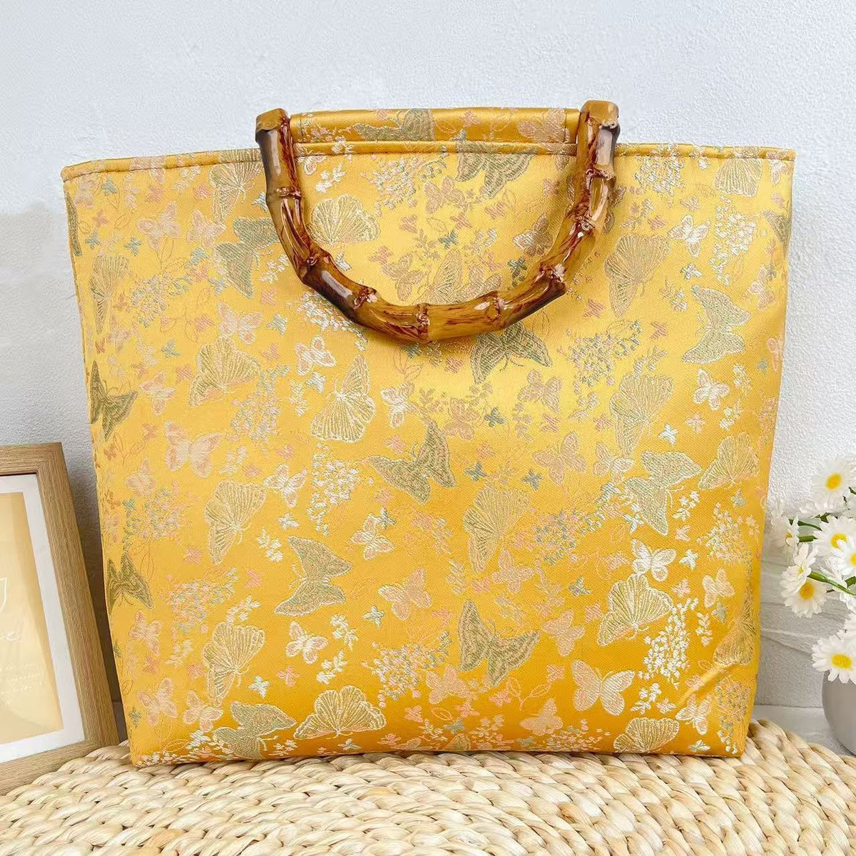 Elegant Handbag with Bamboo Handles LoungeYard — product view 2