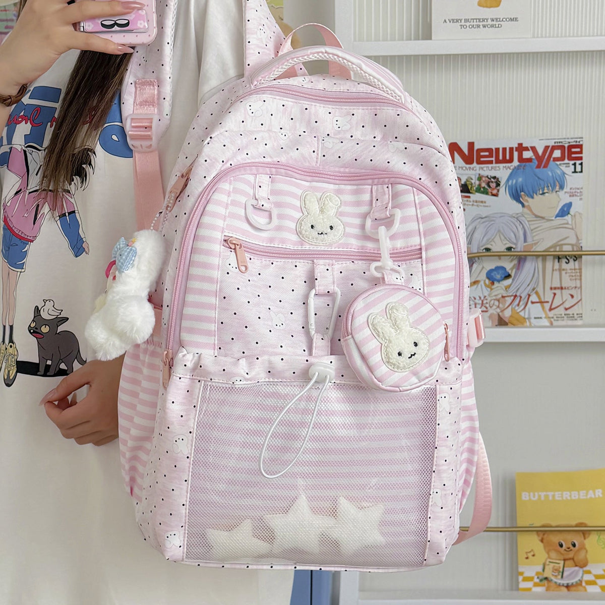 Cartoon Character Print Backpack LoungeYard — product view 1