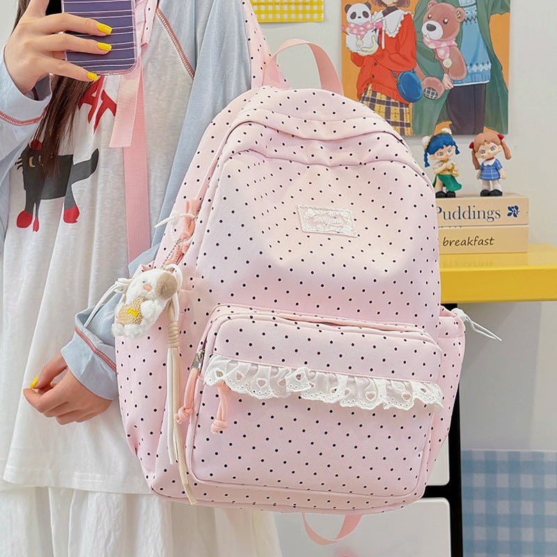 Playful Polka Dot Printed Backpack LoungeYard — product view 3