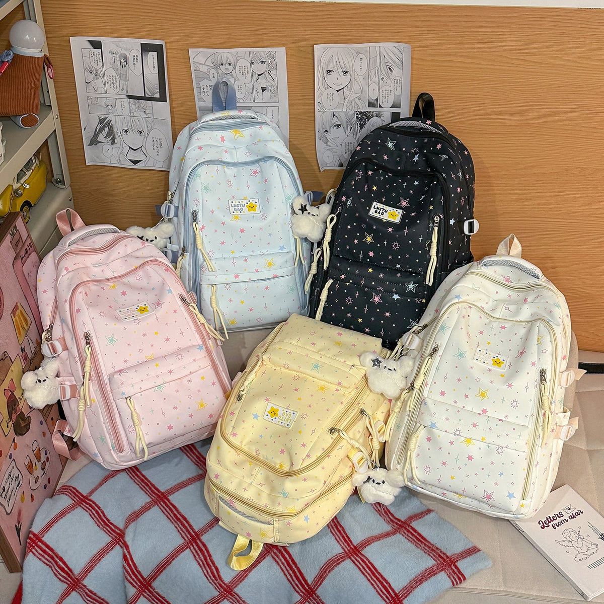 Fun Star-Printed Casual Backpack LoungeYard — product view 4