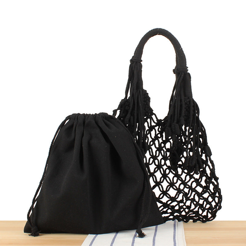 Macrame Tote Bag with Inner Pocket LoungeYard — product view 5
