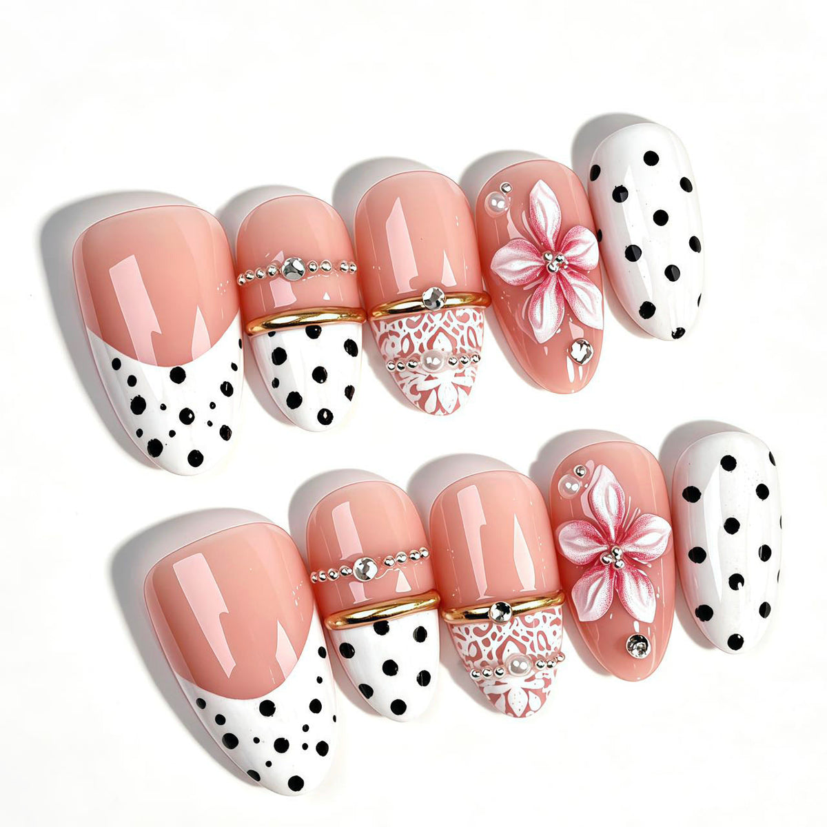 Creative Floral-Embellished Press-On Nails — product view 3