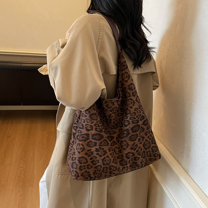 Suede Leopard Print Hobo Bag LoungeYard — product view 3