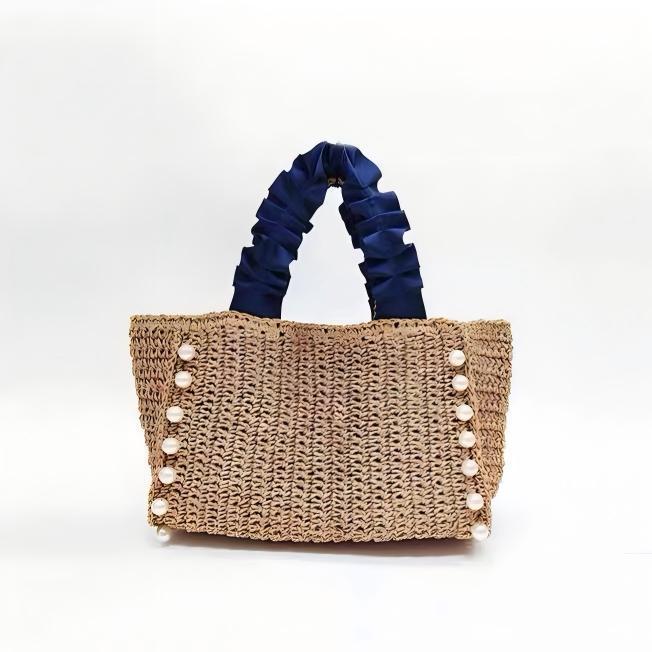 Fashionable straw bag with ruffle detail LoungeYard — product view 4