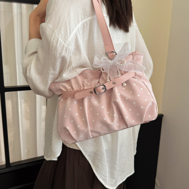 Stylish Soft Fabric Pleated Handbag — product view 6