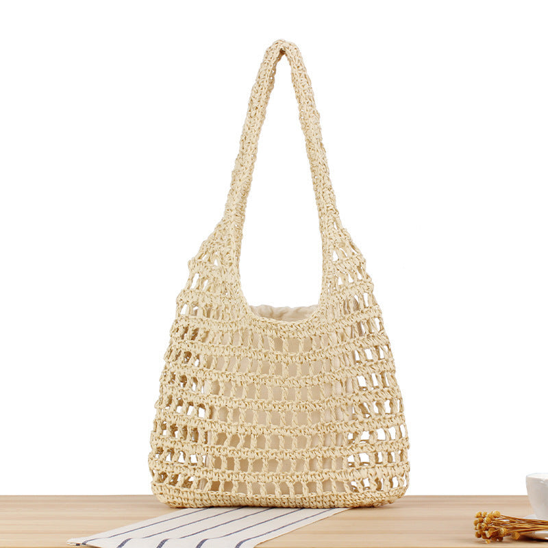 Handcrafted net shoulder bag with sturdy carrying handle LoungeYard — product view 1