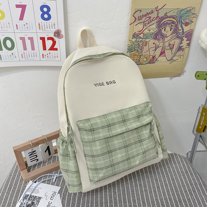 Casual Plaid Pattern Backpack LoungeYard — product view 5