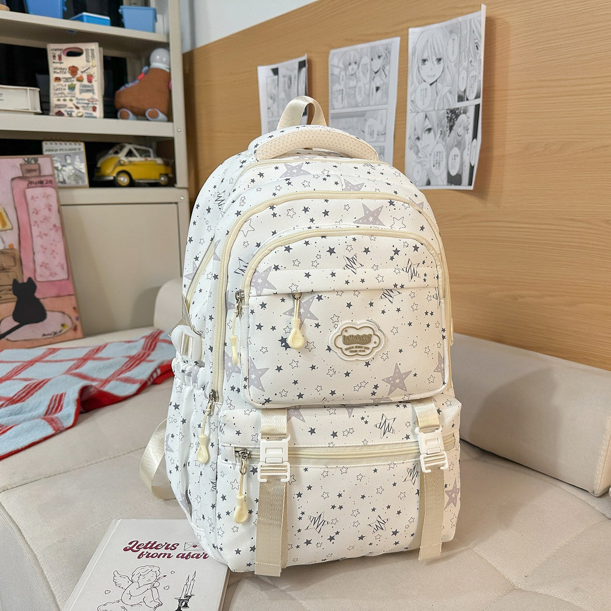 Trendy Star Print Multi-Compartment Backpack — product view 4