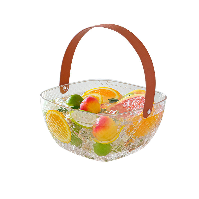 Portable food storage box with a tight-sealing lid and faux leather handle — product view 4