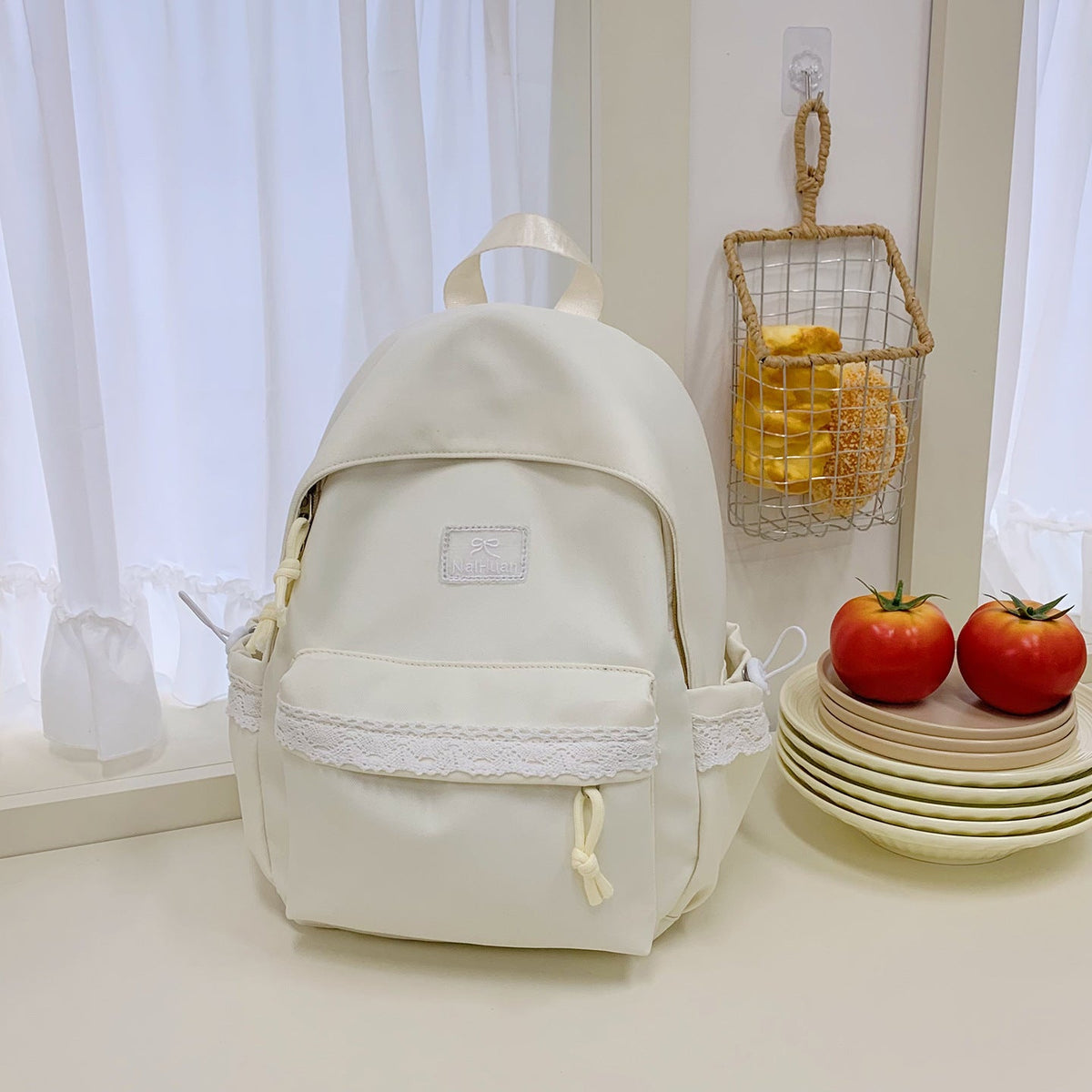 Elegant Lace-Trimmed Daily Backpack LoungeYard — product view 6