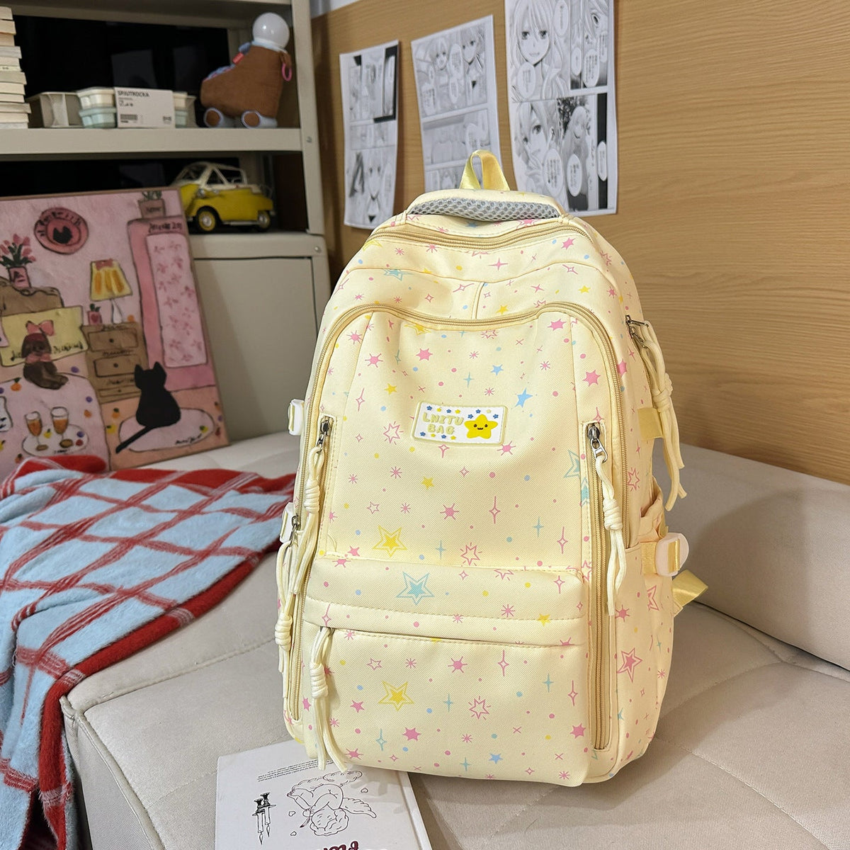 Fun Star-Printed Casual Backpack LoungeYard — product view 6