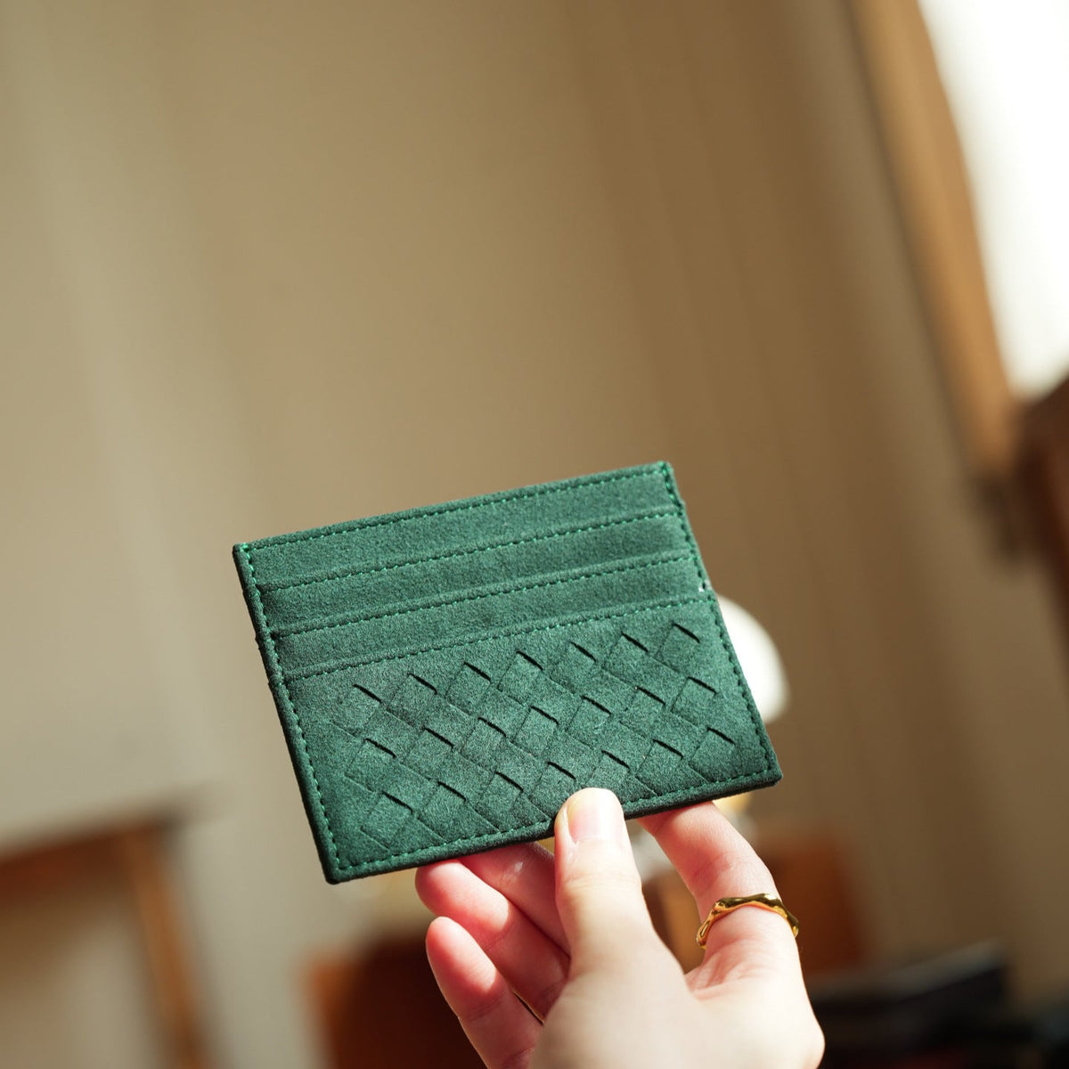 Textured Leather Credit Card Holder — product view 1