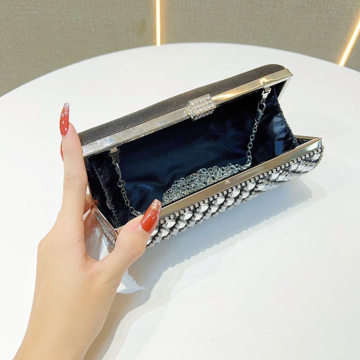 Sparkling Crystal-Studded Evening Clutch — product view 3