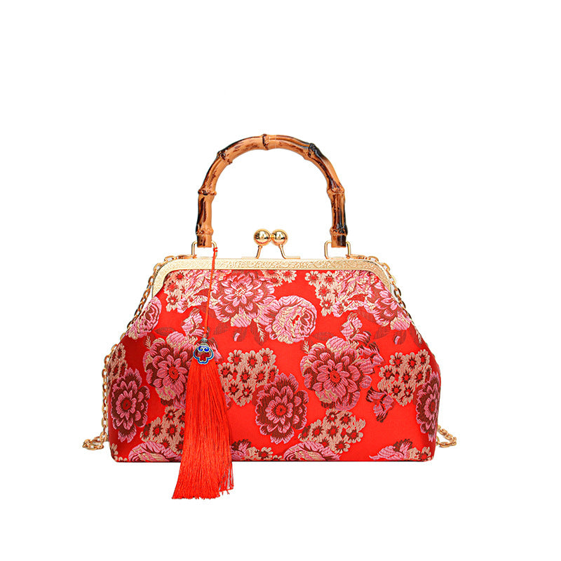 Elegant Floral Satin Handbag — product view 4