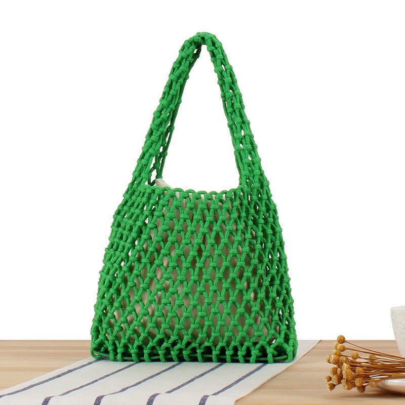 Handcrafted Tote Bag in Modern Mesh Design LoungeYard — product view 2