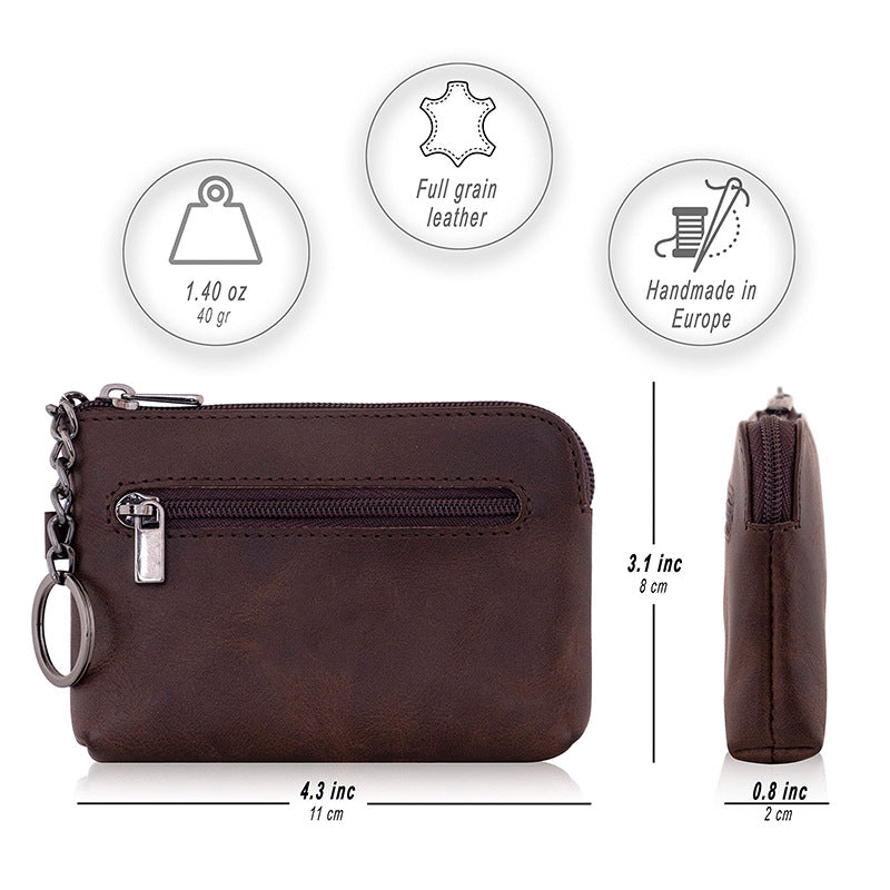 Compact Leather Zippered Cardholder LoungeYard — product view 2