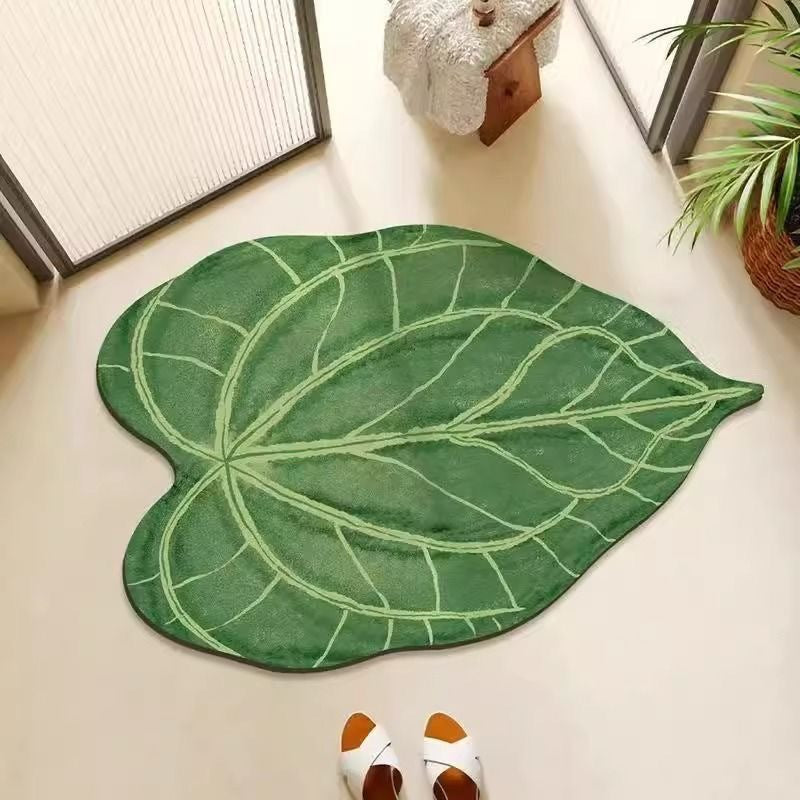 Leaf-Shaped Plush Bathroom Mat — product view 2