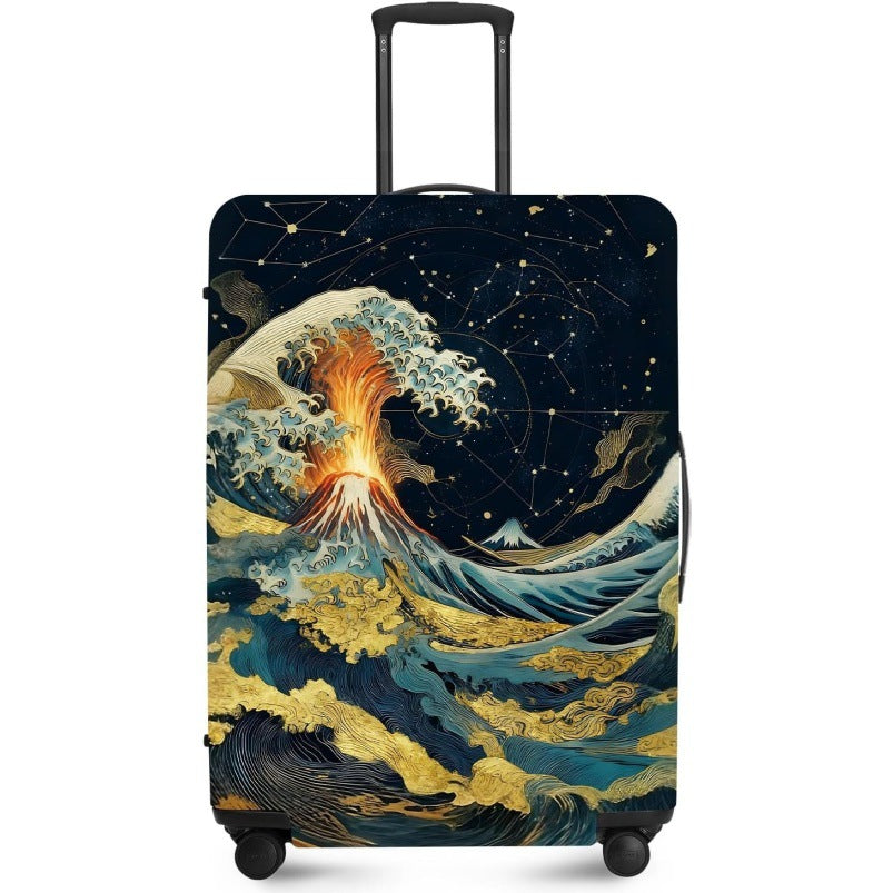 Unisex nan elastic suitcase cover with UV-resistant motif print and zip opening LoungeYard — product view 5