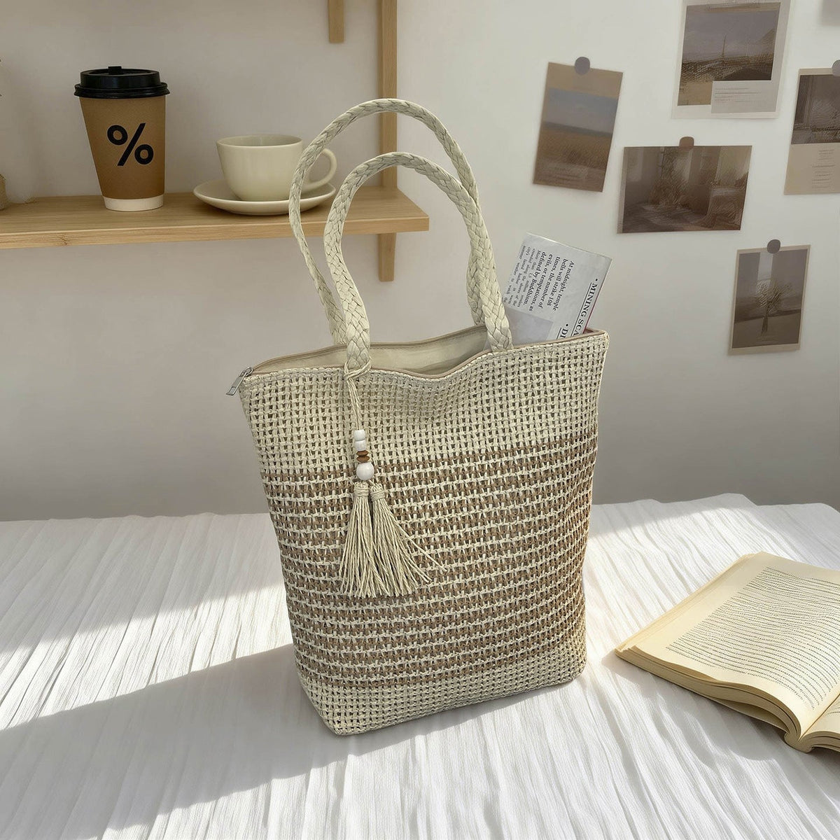Elegant Woven Beach Bag LoungeYard — product view 1