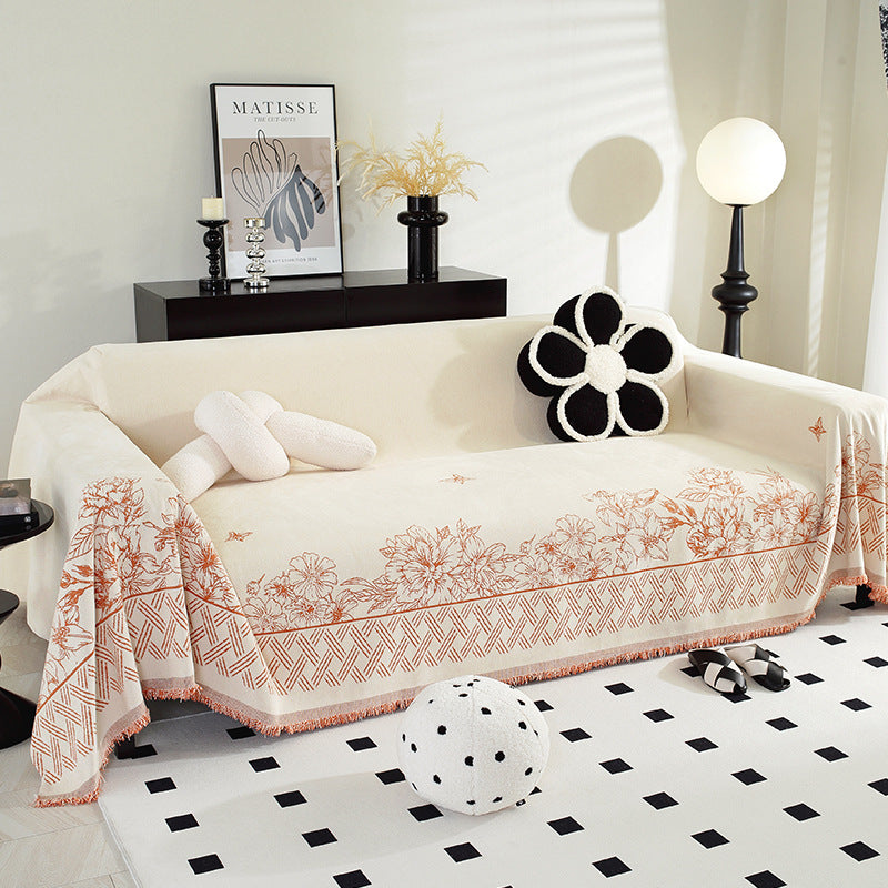 Elegant Floral Patterned Sofa Throw Blanket — product view 7