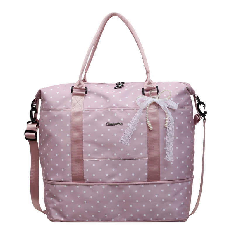 Chic Polka Dot Weekend Duffel Bag LoungeYard — product view 5