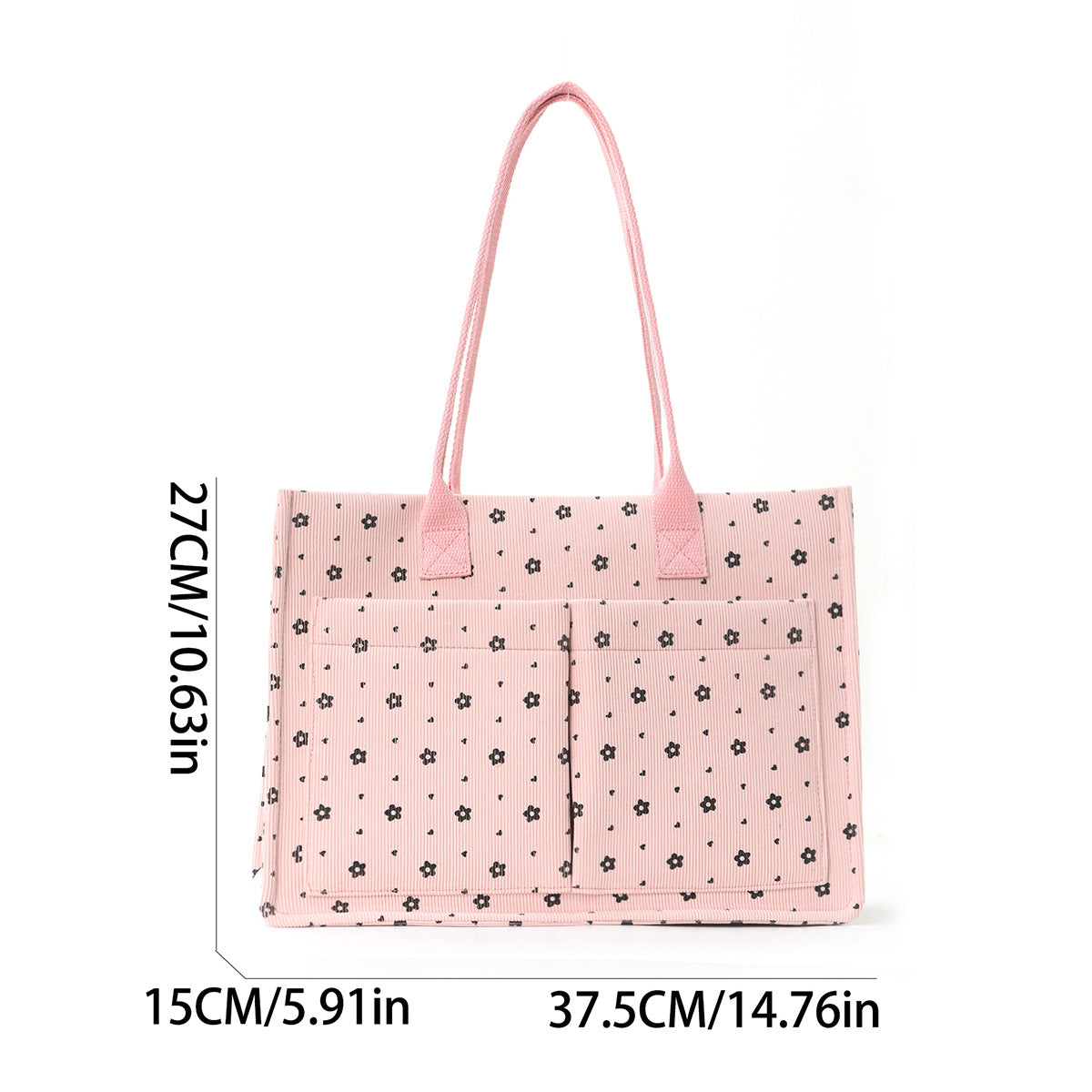 Shopping bag with floral pattern and practical exterior pockets LoungeYard — product view 4