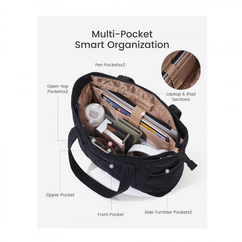 Quilted everyday bag with multiple outer pockets LoungeYard — product view 3