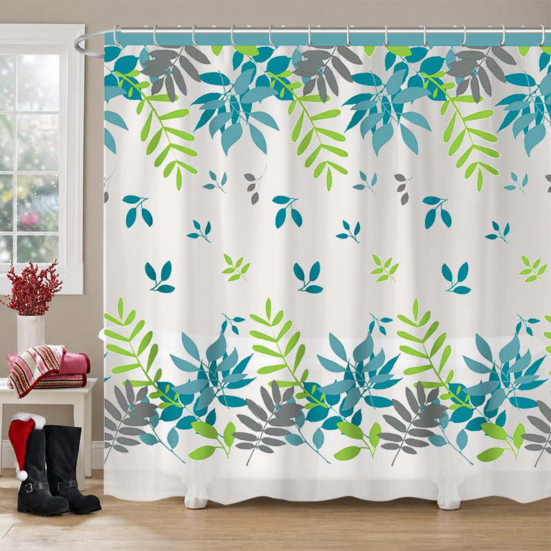 Leaf Motif Shower Curtain LoungeYard — product view 1