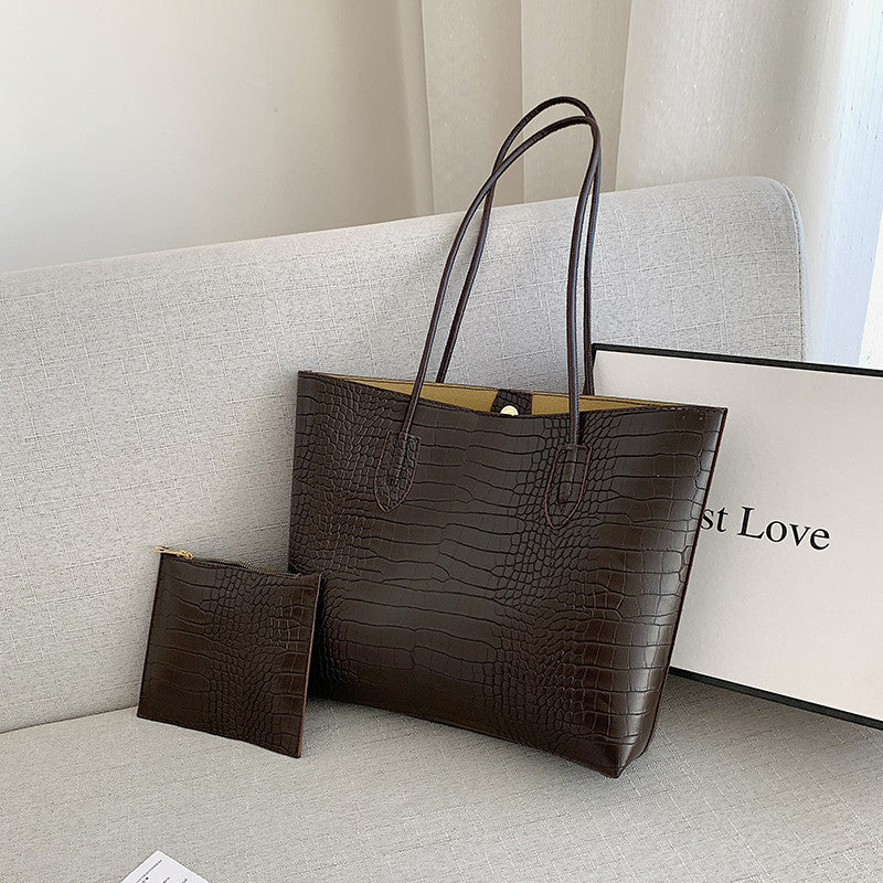 Crocodile-Embossed Tote Bag with Detachable Clutch LoungeYard — product view 7