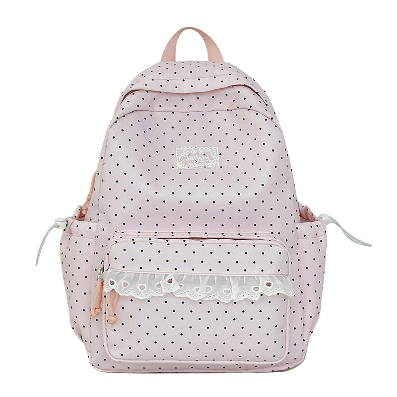 Playful Polka Dot Printed Backpack LoungeYard — product view 5