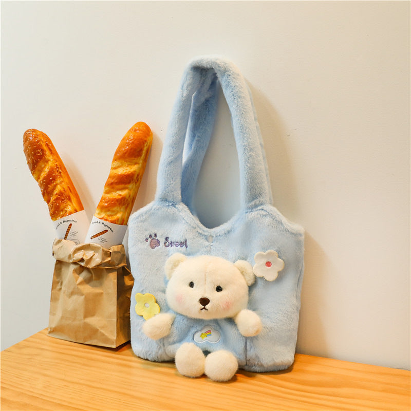 Plush Shoulder Bag with Cute Bear Design LoungeYard — product view 3