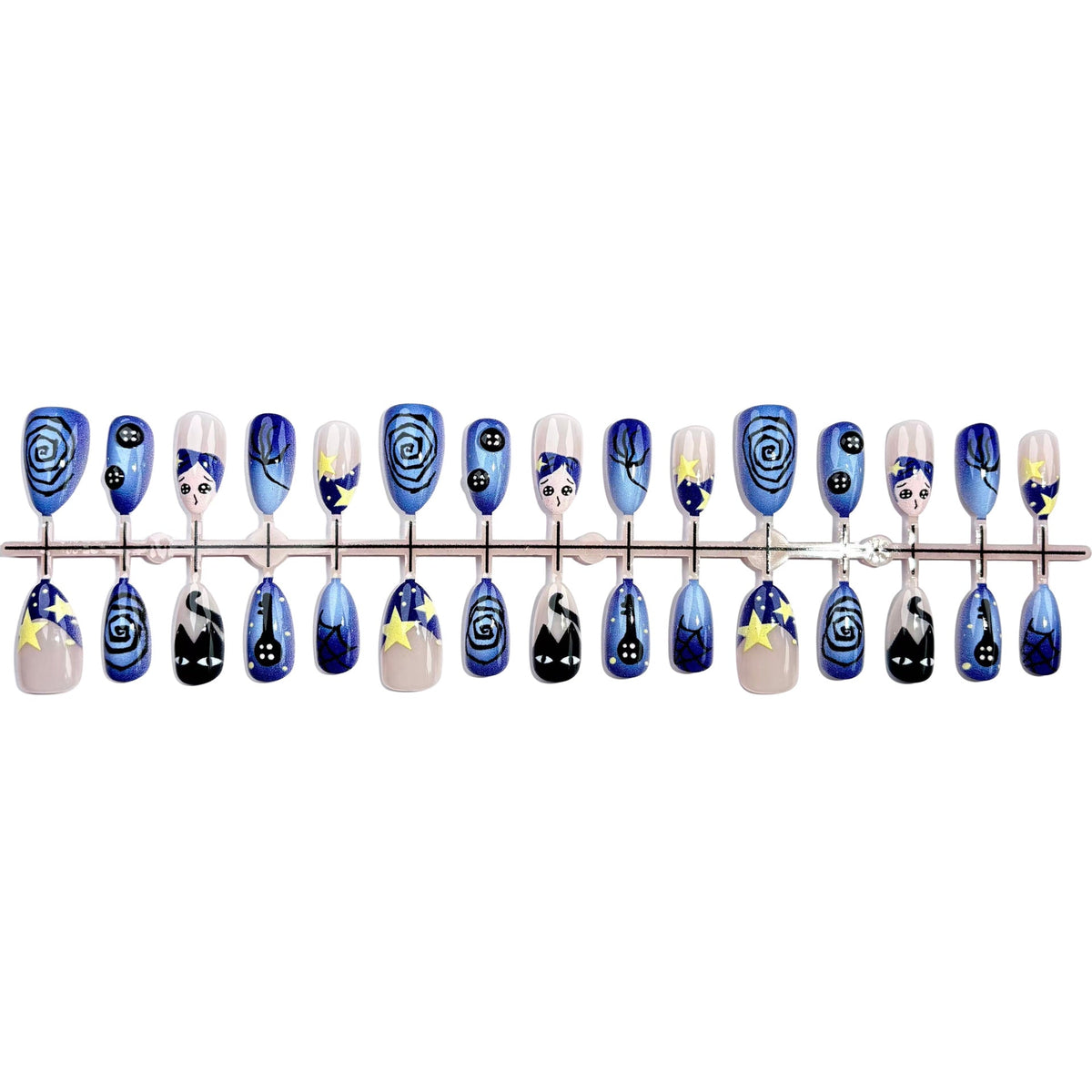 Artistic Press-On Nail Art Set with Celestial Motifs — product view 4